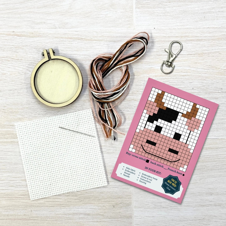 Mini Broderingskit Moody Cow