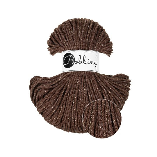 Junior 3mm Braided Cord Glitter Sjokoladebrun