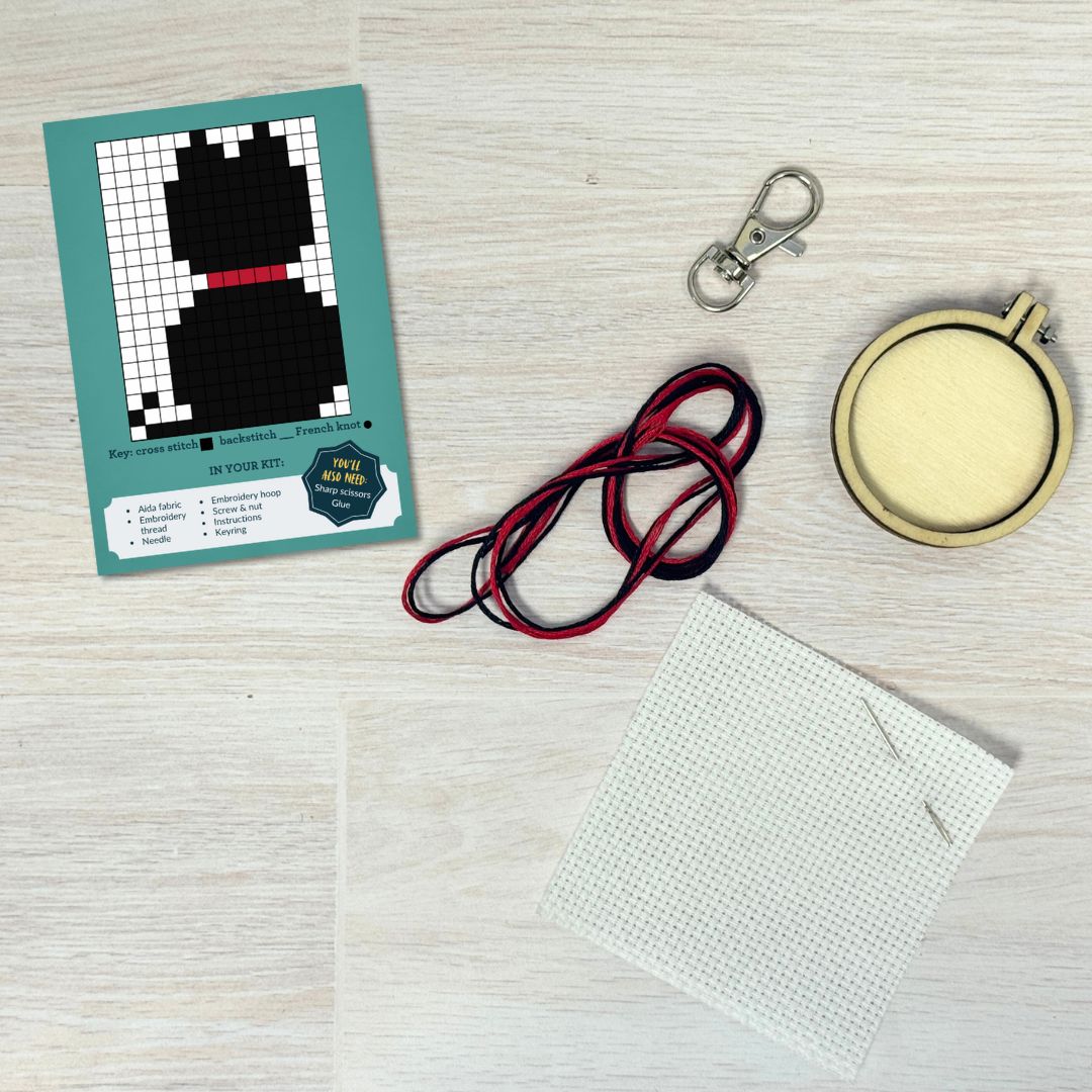 Mini Broderingskit Home Is Where The Cat Is