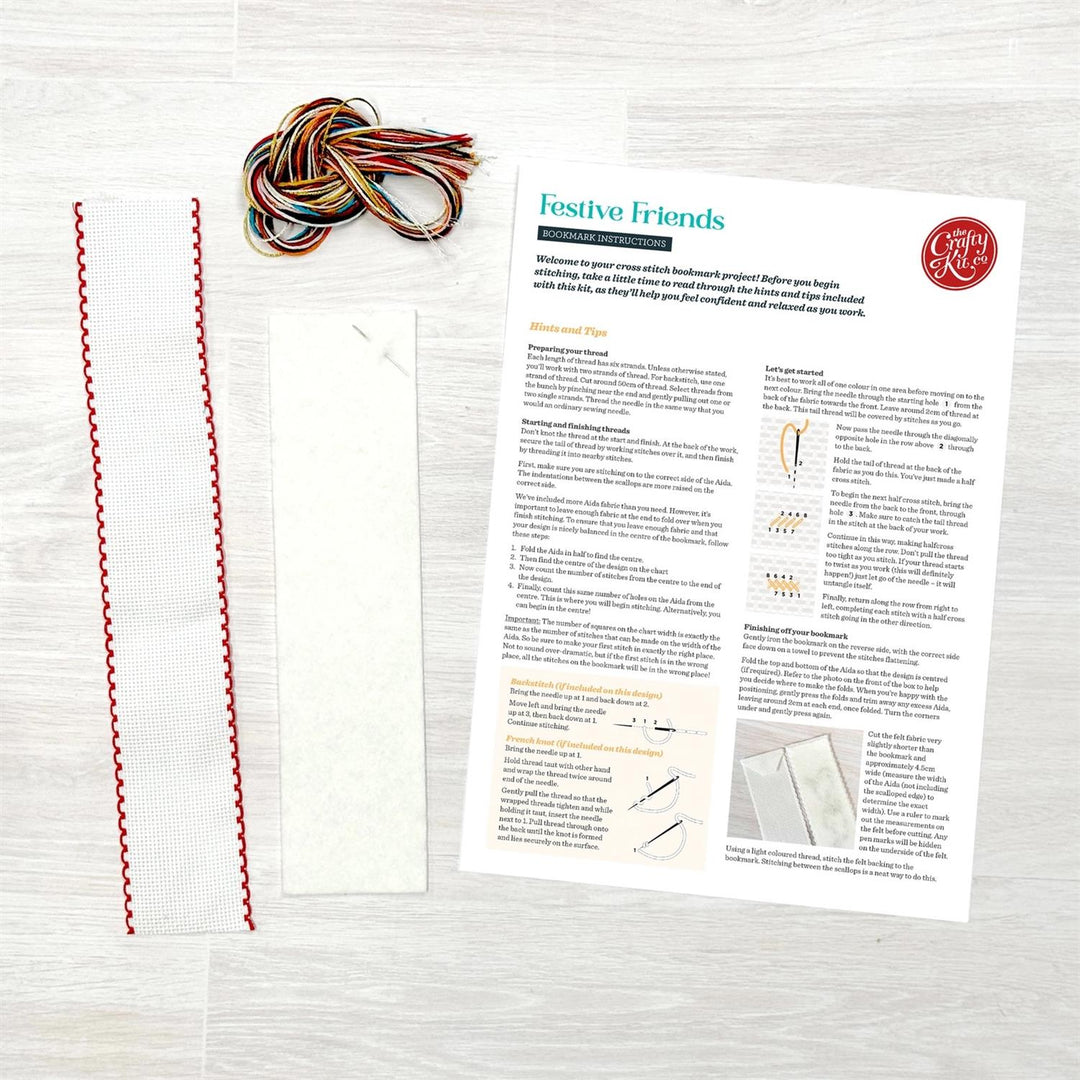 Broderingskit Bokmerke Festive Friends