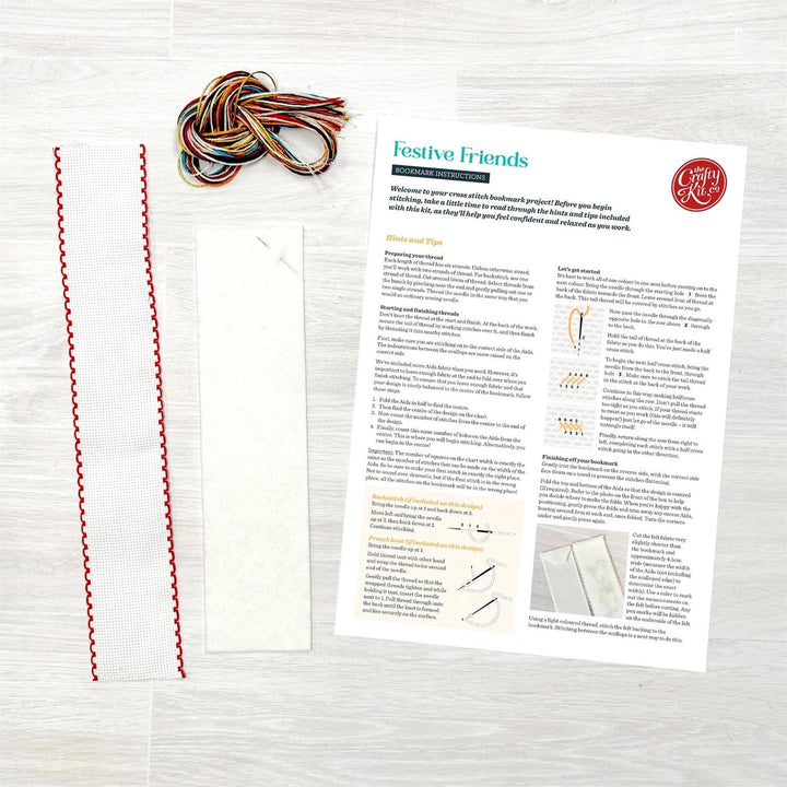 Broderingskit Bokmerke Festive Friends