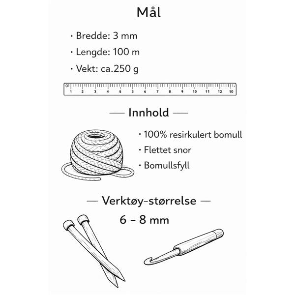 Junior 3mm Braided Cord Nøttebrun