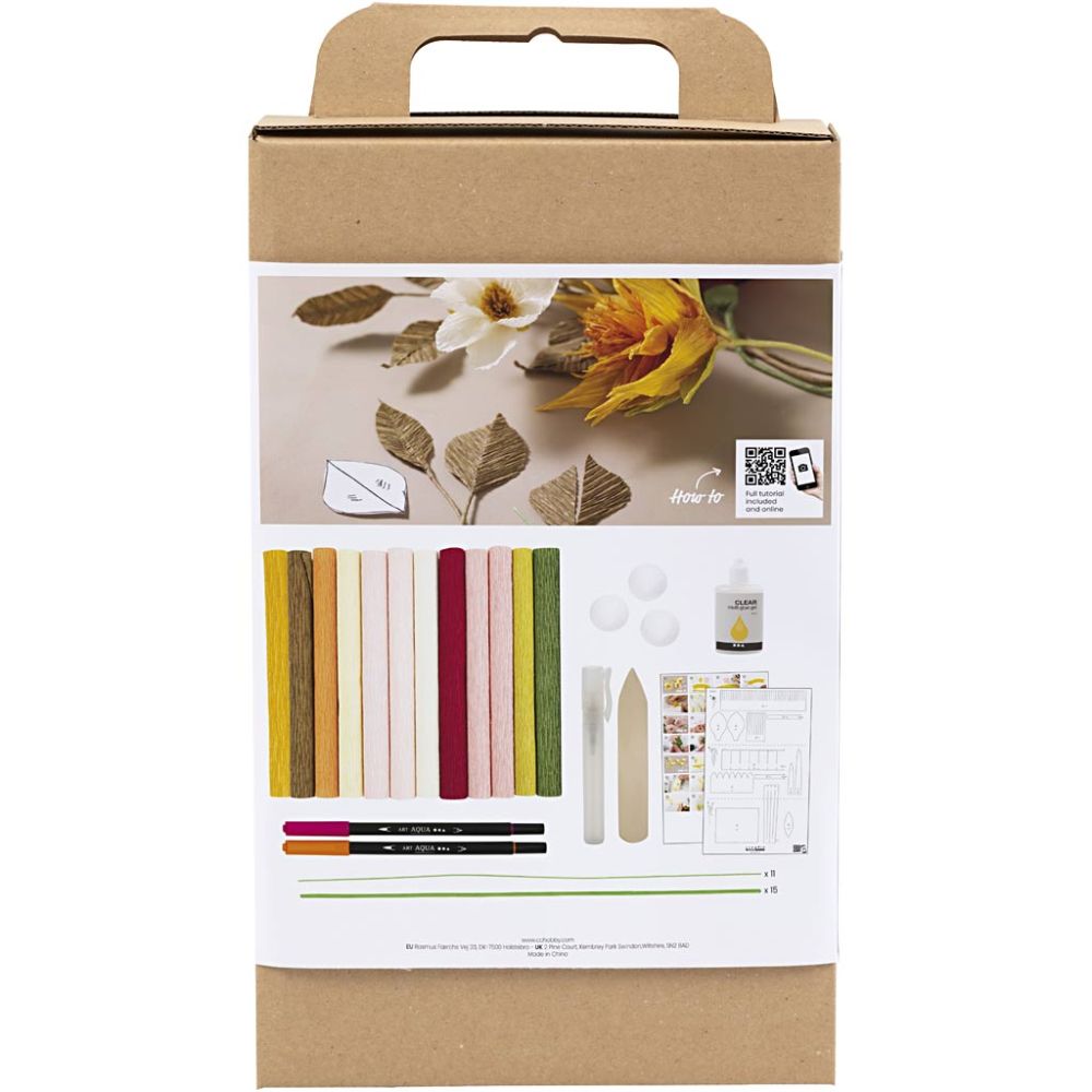 Mini DIY Kit Kreppapir, Bukett, Strekk-/Krep